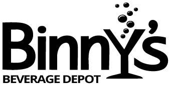 Binny’s Beverage Depot logo with the letter Y shaped like a martini glass and bubbles rising above it. The words Binny’s appear in large text above Beverage Depot in smaller font.