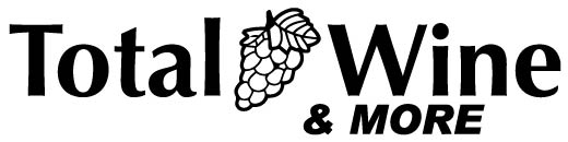 The Total Wine & More logo features the words in bold black letters with an illustration of a grape cluster between Total and Wine.