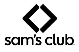 Black Sams Club logo with two black diamond shapes above the words sams club written in lowercase, bold, sans-serif font on a white background.
