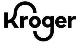 The Kroger logo in black, featuring the word Kroger with stylized, curved lines extending from the K and g.